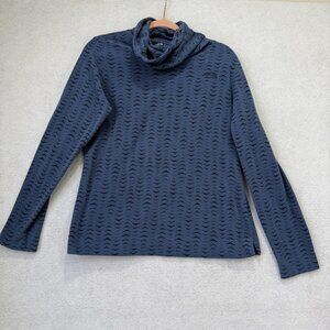 The North Face Sweater Womens Large Blue Cowl Neck Fleece Pullover Textured